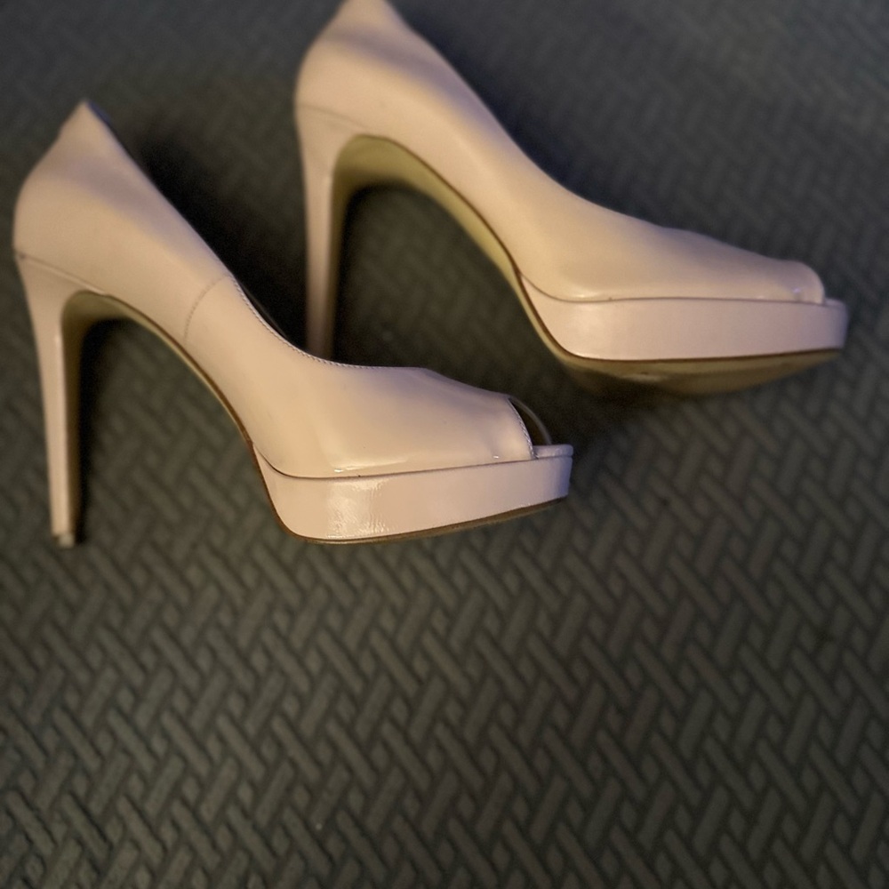 Elegant Pale Pink Peep-Toe Heels